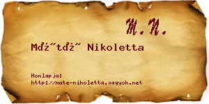 Máté Nikoletta névjegykártya
